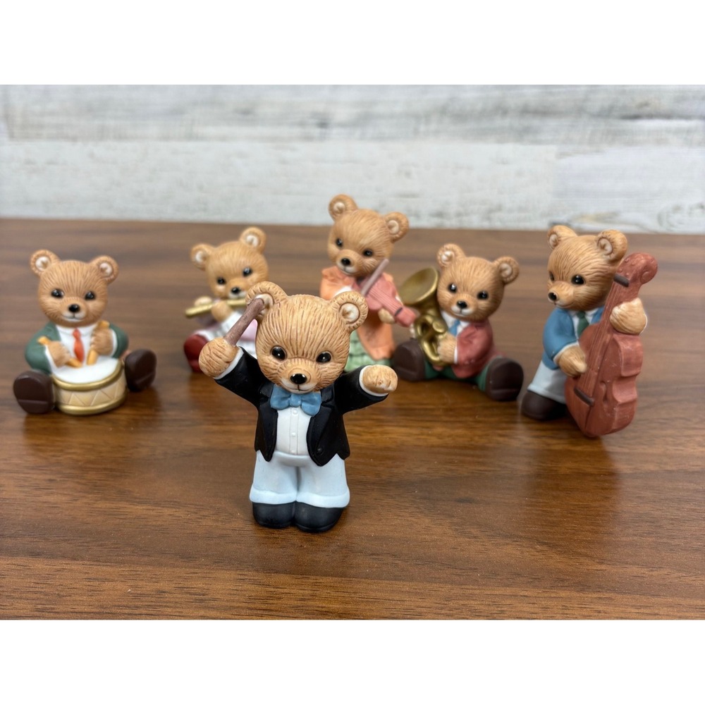 Homco Bear Orchestra Figurines #1422 Musical Band Full Set. Lot of 6 1970's‎